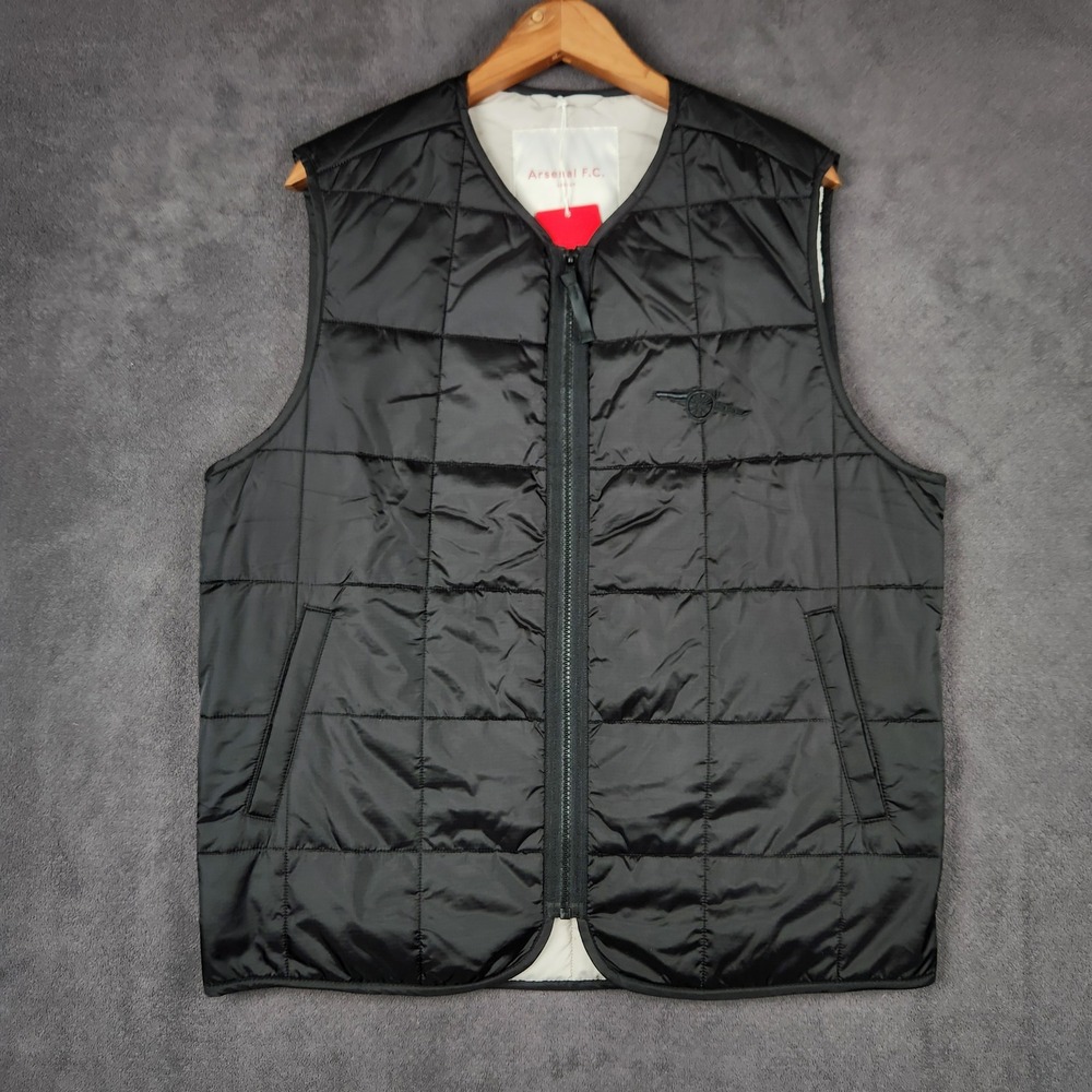 Arsenal FC Holloway Social Club Gilet Vest Mens‎ Medium Black Quilted Puffer
